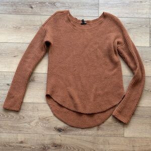 Express Women's Ribbed Crew Neck Sweater - Tan